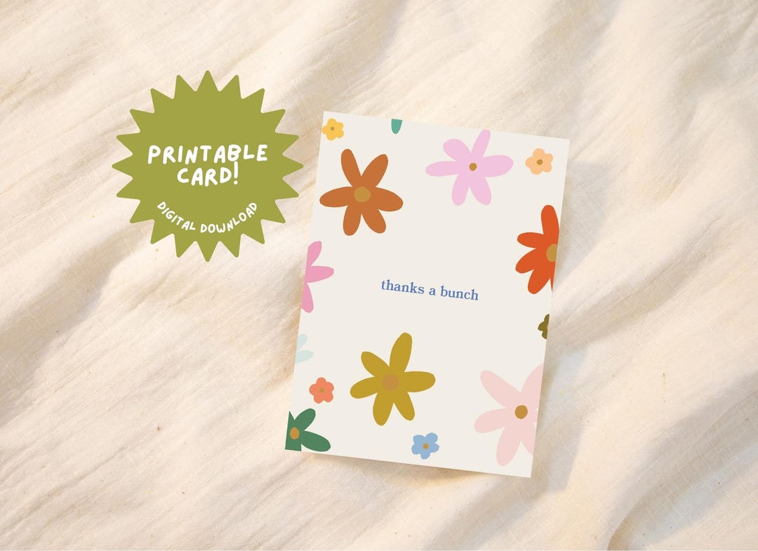 Digital Printable Thank You Card | PDF File, Instant Download ...