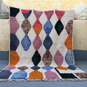 UNIQUE MOROCCO RUG , Beni Mrirt Moroccan Rug, Handcrafted Berber Wool Carpet, Soft Geometric White Rug, Stylish Addition to Your Home Décor