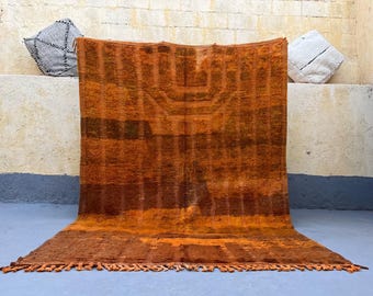 Hand Knotted Brown Striped Wool Rug – Moroccan Berber Rug 10x14 Ft