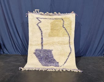 Handmade Beni Ourain Wool Rug – Purple Abstract Berber Carpet