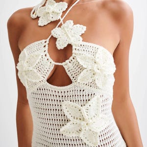 Handmade Crochet Floral Maxi Dress: Boho Beach Cover-Up