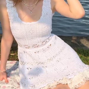 Handmade Crochet Mini Dress: Boho Beach Cover-Up
