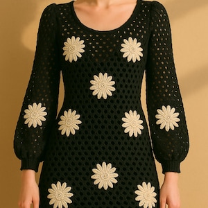 Handmade Crochet Mini Dress: Floral Summer Bodycon