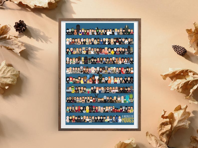 A World of Movies Poster | Minimalist Movie Icons Wall Art | Cinema ...