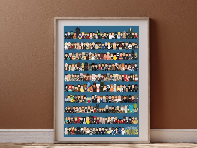 A World of Movies Poster | Minimalist Movie Icons Wall Art | Cinema ...