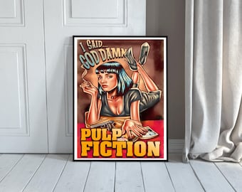 Pulp Fiction Wall Art - Tarantino Movie Poster - Iconic Cinema Print, Vintage Film Decor, Cult Classic Aesthetic Artwork, Pulp Fiction Decor