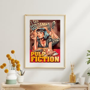Pulp Fiction Wall Art - Tarantino Movie Poster - Iconic Cinema Print, Vintage Film Decor, Cult Classic Aesthetic Artwork, Pulp Fiction Decor