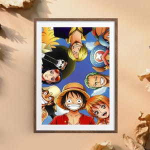 Poster One Piece Crew - Luffy & Friends Wall Art - Stampa Pirati di Cappello di Paglia, Decorazione per la Stanza Anime - Illustrazione di Avventura Epica, Decorazione One Piece Luffy