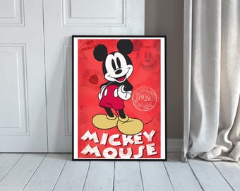 Mickey Mouse Digital Wall Art Printable, Disney Poster for Nursery, Kids Room or Home Decor, Mickey Mouse Poster, Mickey Mouse Gift Idea