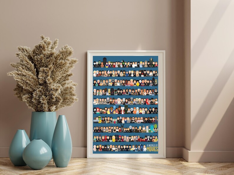 A World of Movies Poster | Minimalist Movie Icons Wall Art | Cinema ...