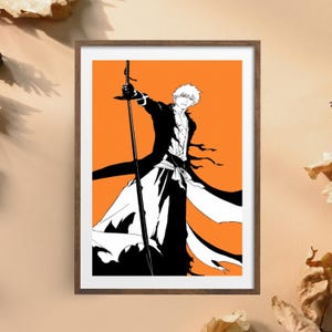 Bleach Anime Wall Art - Ichigo vs Aizen Poster - Soul Reaper Print - Shonen Room Decor - Otaku Aesthetic - Anime Gift for Fans, Bleach Decor