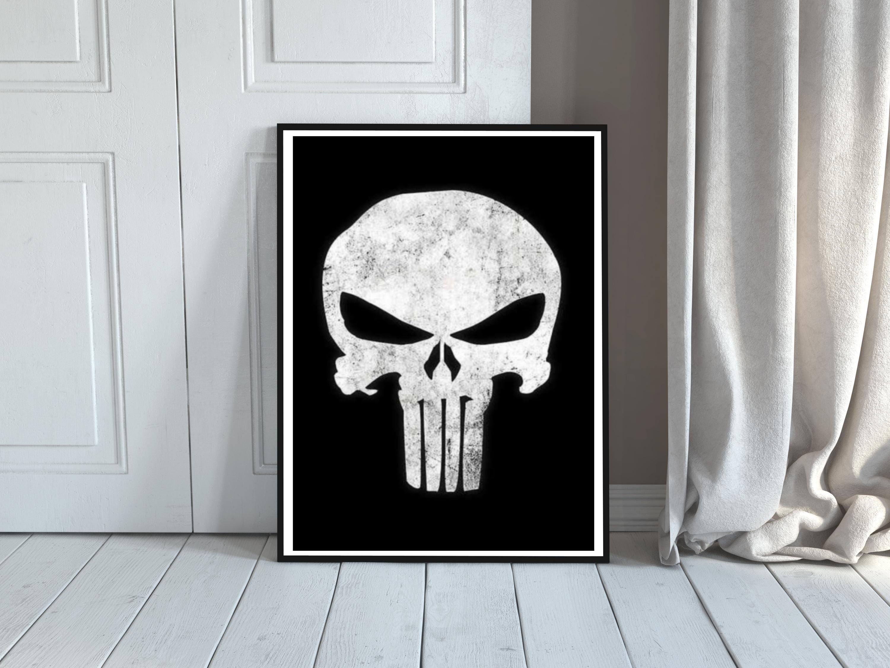 Punisher Wall Art - Frank Castle Poster - Vigilante Skull Decor