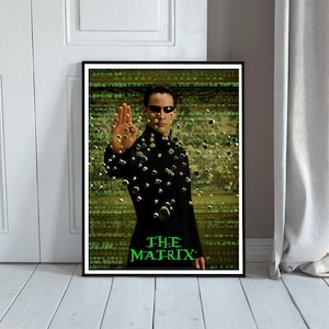 The Matrix Digital Poster, Green Code Aesthetic, Keanu Reeves, Lana Wachowski, Retro Movie Poster, Matrix Wall Art,  Printable Matrix Decor
