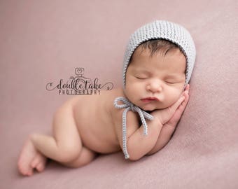 White Knit Newborn Bonnet - Knit Bonnet - Newborn Bonnet - Neutral Bonnet - Photo Prop Alpaca Cashmere 4 COLORS