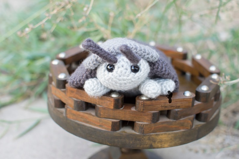 Pill Bug Plush Roly Poly Stuffed Crochet Animal Greyscale Gray Poseable Made to Order image 2