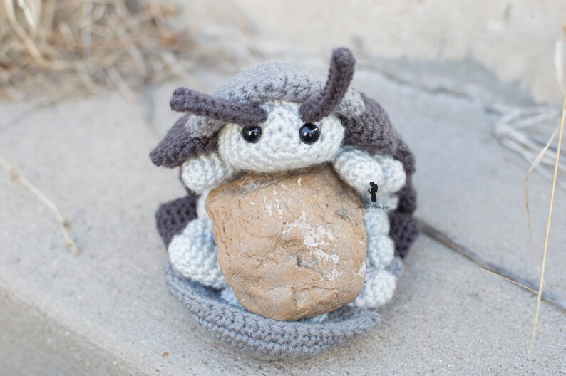 Pill Bug Plush Roly Poly Stuffed Crochet Animal Greyscale Gray Poseable Made to Order image 3