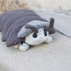 Pill Bug Plush Roly Poly Stuffed Crochet Animal Greyscale Gray Poseable Made to Order image 8