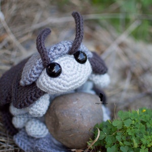 Pill Bug Plush Big Eyes Version - Roly Poly - Stuffed Crochet Animal - Greyscale - Gray - Poseable - Made to Order