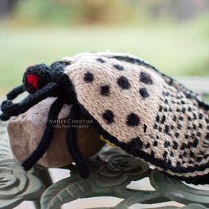 Spotted Lanternfly Plush Stuffed Crochet Animal Crochet Bug Red Yellow Poseable Made to Order image 1