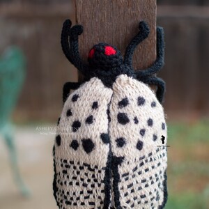 Spotted Lanternfly Plush Stuffed Crochet Animal Crochet Bug Red Yellow Poseable Made to Order image 6