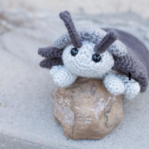 Pill Bug Plush Roly Poly Stuffed Crochet Animal Greyscale Gray Poseable Made to Order image 4