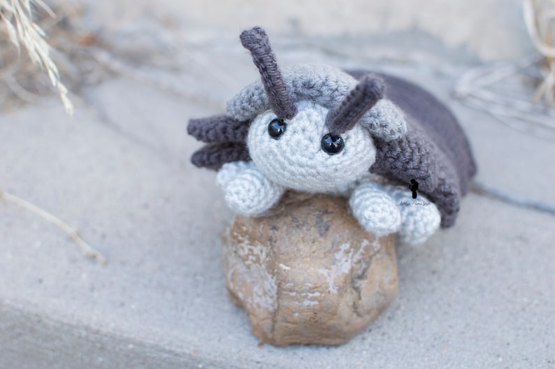 Pill Bug Plush Roly Poly Stuffed Crochet Animal Greyscale Gray Poseable Made to Order image 4