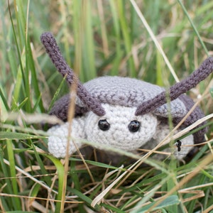 Pill Bug Plush - Roly Poly - Stuffed Crochet Animal - Greyscale - Gray - Poseable - Made to Order