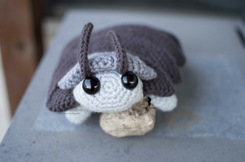 Pill Bug Plush Big Eyes Version Roly Poly Stuffed Crochet Animal Greyscale Gray Poseable Made to Order image 4