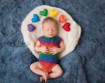 Rainbow Newborn Knit Romper - Knit Rainbow Romper - Rainbow Baby Photography Prop - Rainbow Newborn Photo Prop