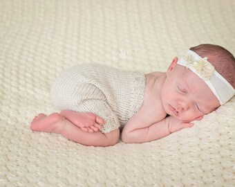 Knit Newborn Romper with Matching Bonnet - Simply Solids Romper - Knit Bonnet - Photography Prop
