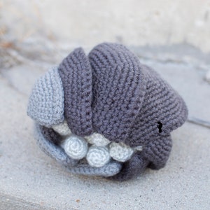 Pill Bug Plush Roly Poly Stuffed Crochet Animal Greyscale Gray Poseable Made to Order image 5