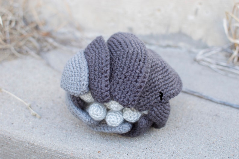 Pill Bug Plush Roly Poly Stuffed Crochet Animal Greyscale Gray Poseable Made to Order image 5