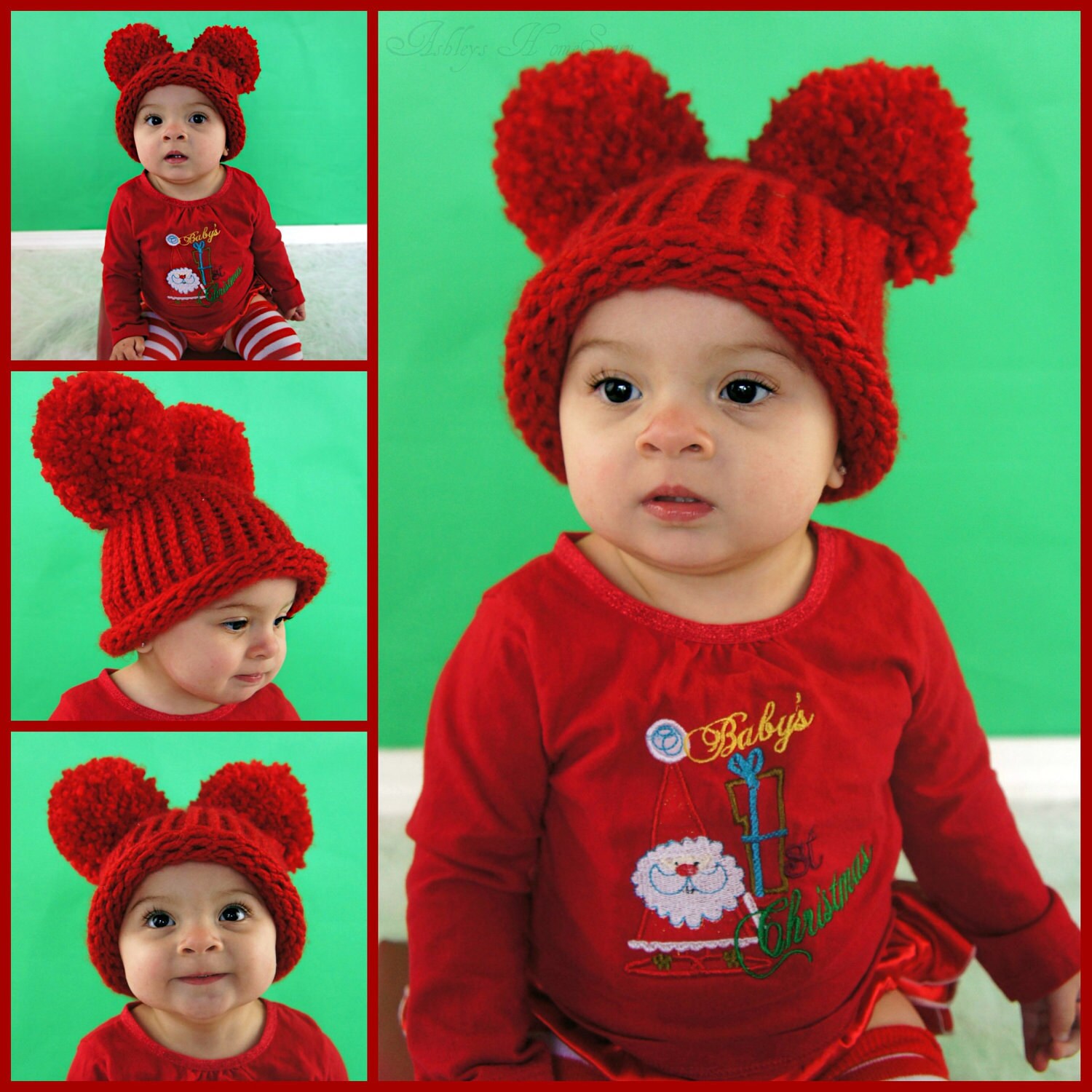 A DEE - Melody Pom Pom Teddy Hat - Red main image 0