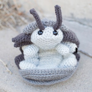 Pill Bug Plush Roly Poly Stuffed Crochet Animal Greyscale Gray Poseable Made to Order image 7