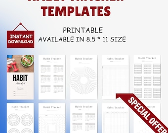 Daily Habit Tracker Printable: Productivity Planner, Goal Setting (PDF Download)