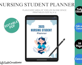 Nursing Student Planner | Clinical Rotation Tracker, Study Organizer (Editable PDF)