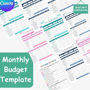 Modelo de Orçamento Mensal Editável Canva | Planejador de Orçamento para Imprimir | Rastreador de Despesas | Rastreador Financeiro Digital | Planejador de Orçamento para Imprimir