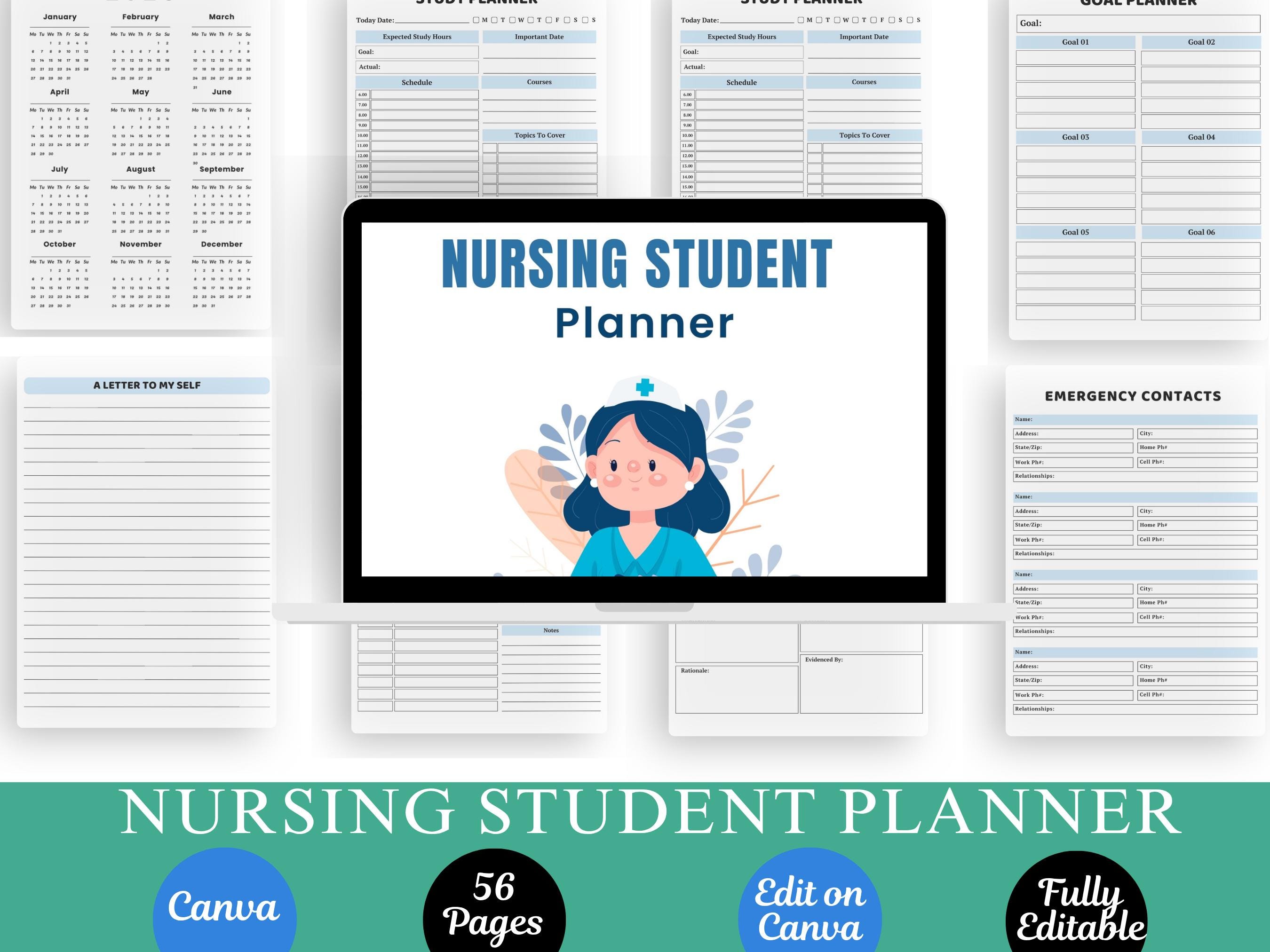 Nurses Wing Rotation Tracker Example Nursing Student Planner | Clinical Rotation Tracker, Study Organizer ...
