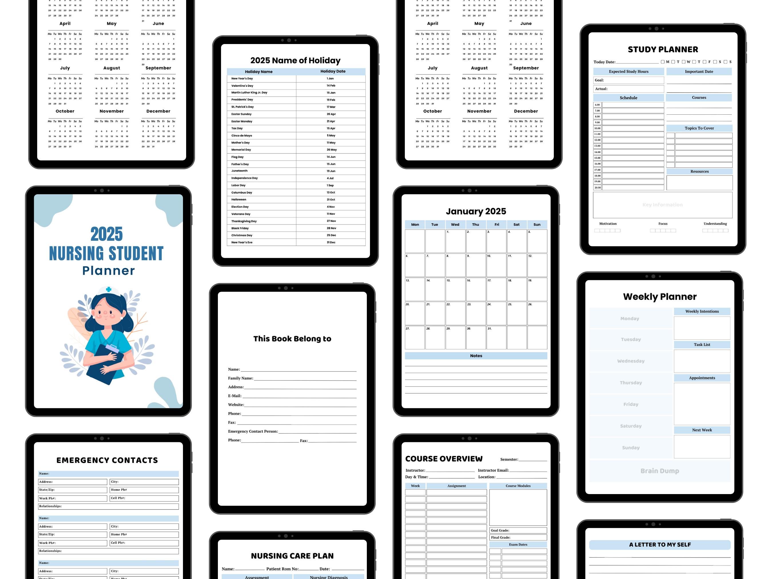 Clinical Rotation Tracker Nursing Student Planner | Clinical Rotation Tracker, Study Organizer ...