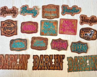 Citations occidentales - Patch thermocollant en cuir brodé