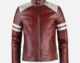 Fight Club Tyler Durden Jacket - Brad Pitt Red Leather Coat for
