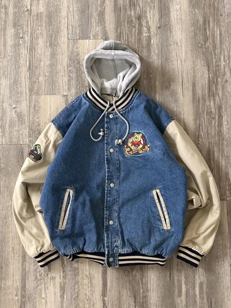 90s Xxxtentacion Winnie the Pooh Varsity Denim Jacket - Etsy