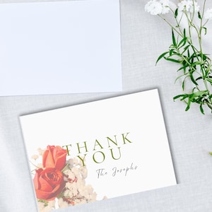Botanical Personalized Thank You Card with Handwriting Font- Stationary Thank You -Digital Template -Modern Botanical Wedding Thank You Card