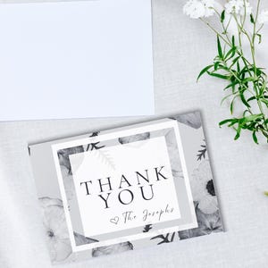 Botanical Personalized Thank You Card with Handwriting Font- Stationary Thank You -Digital Template -Modern Botanical Wedding Thank You Card
