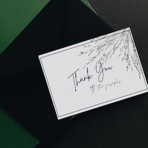 Botanical Personalized Thank You Card with Handwriting Font- Stationary Thank You -Digital Template -Modern Botanical Wedding Thank You Card