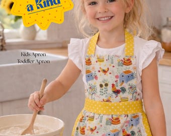 Handmade Farm Chicken Ruffle Apron, Toddler Baking Play Dress Up