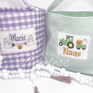 Custom Treat Bag-Trick or Treat Tote-Embroidered Halloween Bag-Halloween Boo Bag-Custom Trick or Treat Bucket-Personalized Treat Bag