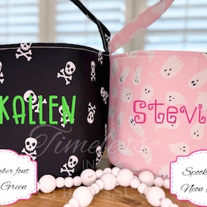 Custom Treat Bag-Trick or Treat Tote-Embroidered Halloween Bag-Halloween Boo Bag-Custom Trick or Treat Bucket-Personalized Treat Bag