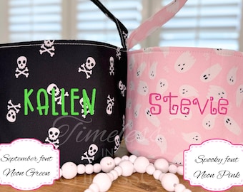 Personalized Embroidered Halloween Treat Bag: Custom Trick or Treat Tote