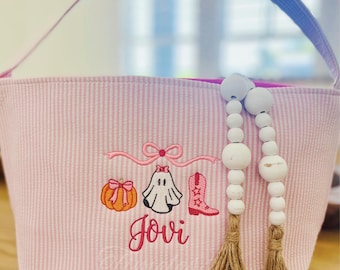 Custom Western Treat Bag-Trick or Treat Tot-Embroidered Halloween Bag-Halloween Boo Bag